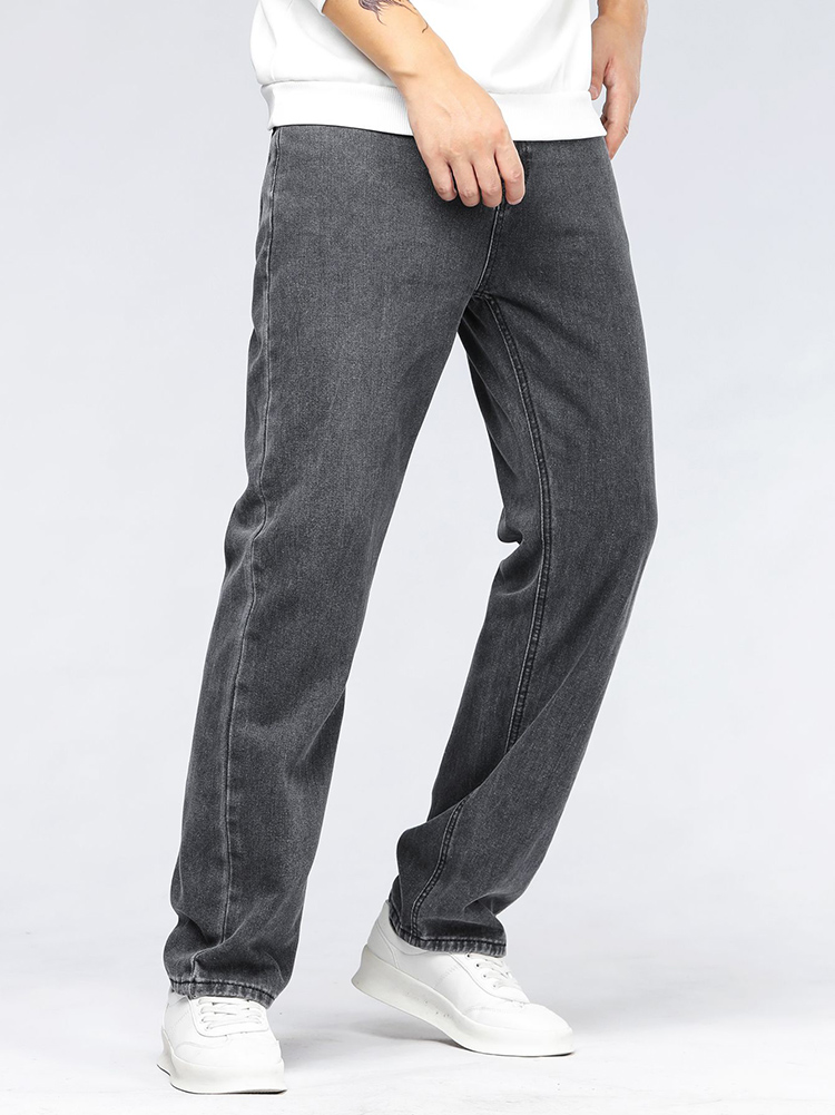 Men'S Fashion Grey Jeans - Męskie koreańskie modne jeansy baggy, klasyczne,