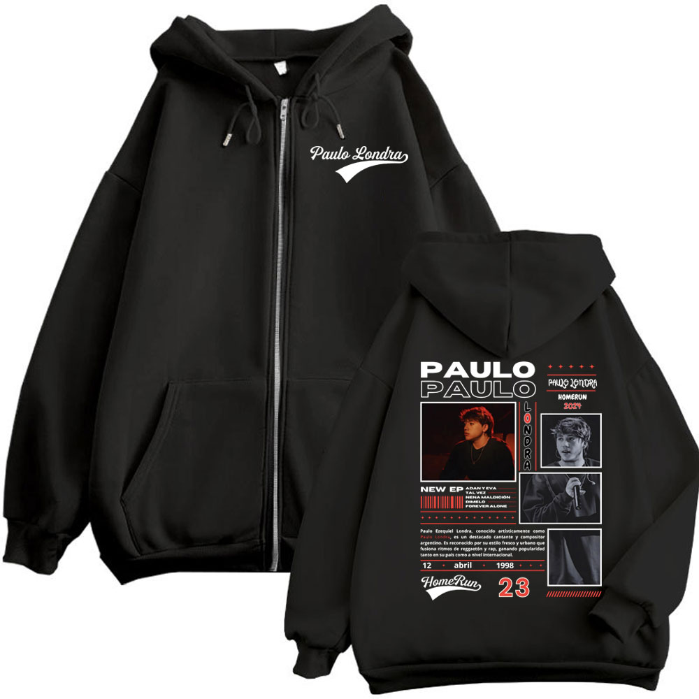 Mens Fashion Zip Up Hoodies - Raper Paulo Londra Homerun Album Merch