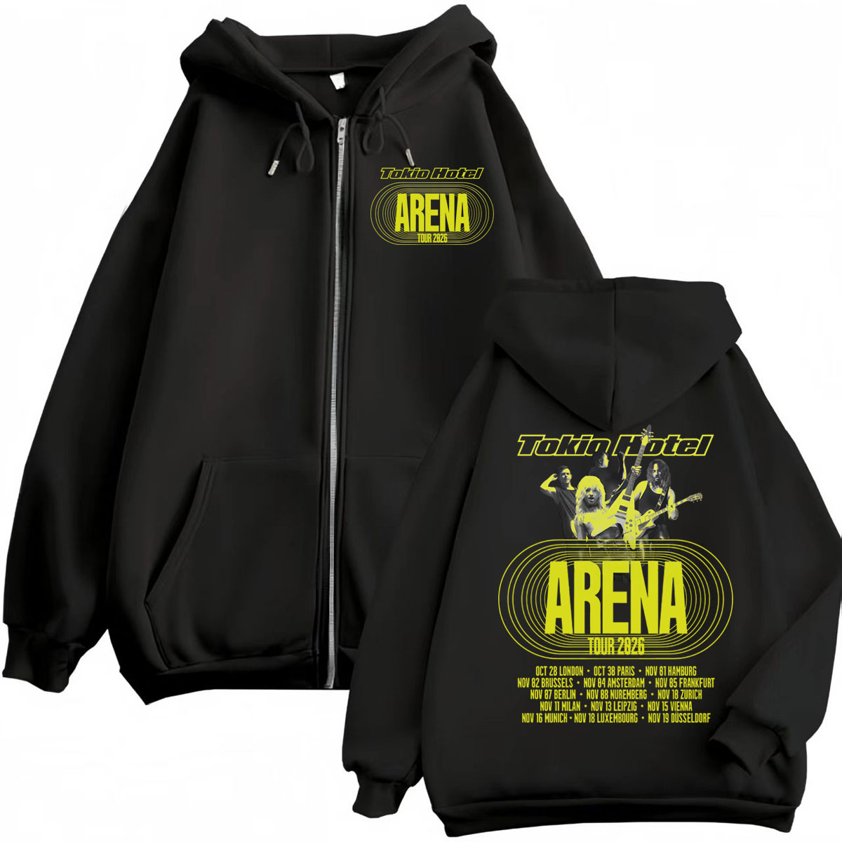 Mens Fashion Zip Up Hoodies - Bluzy z kapturem Tokio Hotel Arena