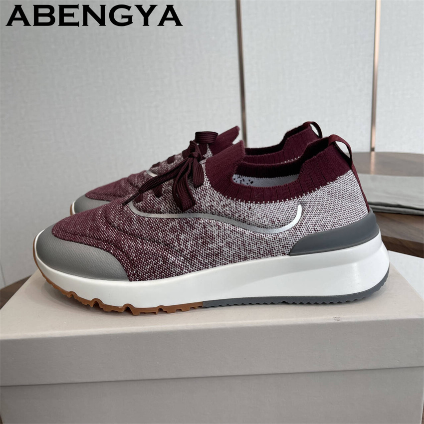 Mens Fashion Trainers - Męskie, wielokolorowe, dziergane mokasyny, buty z