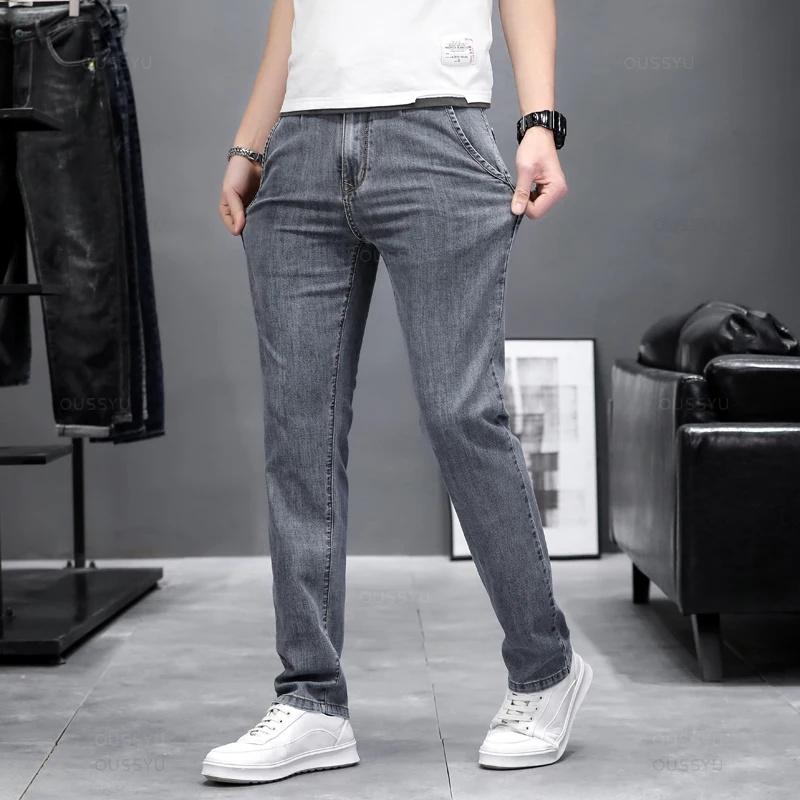 Męskie jesienne elastyczne jea – Men'S Fashion Grey Jeans recenzja i cena