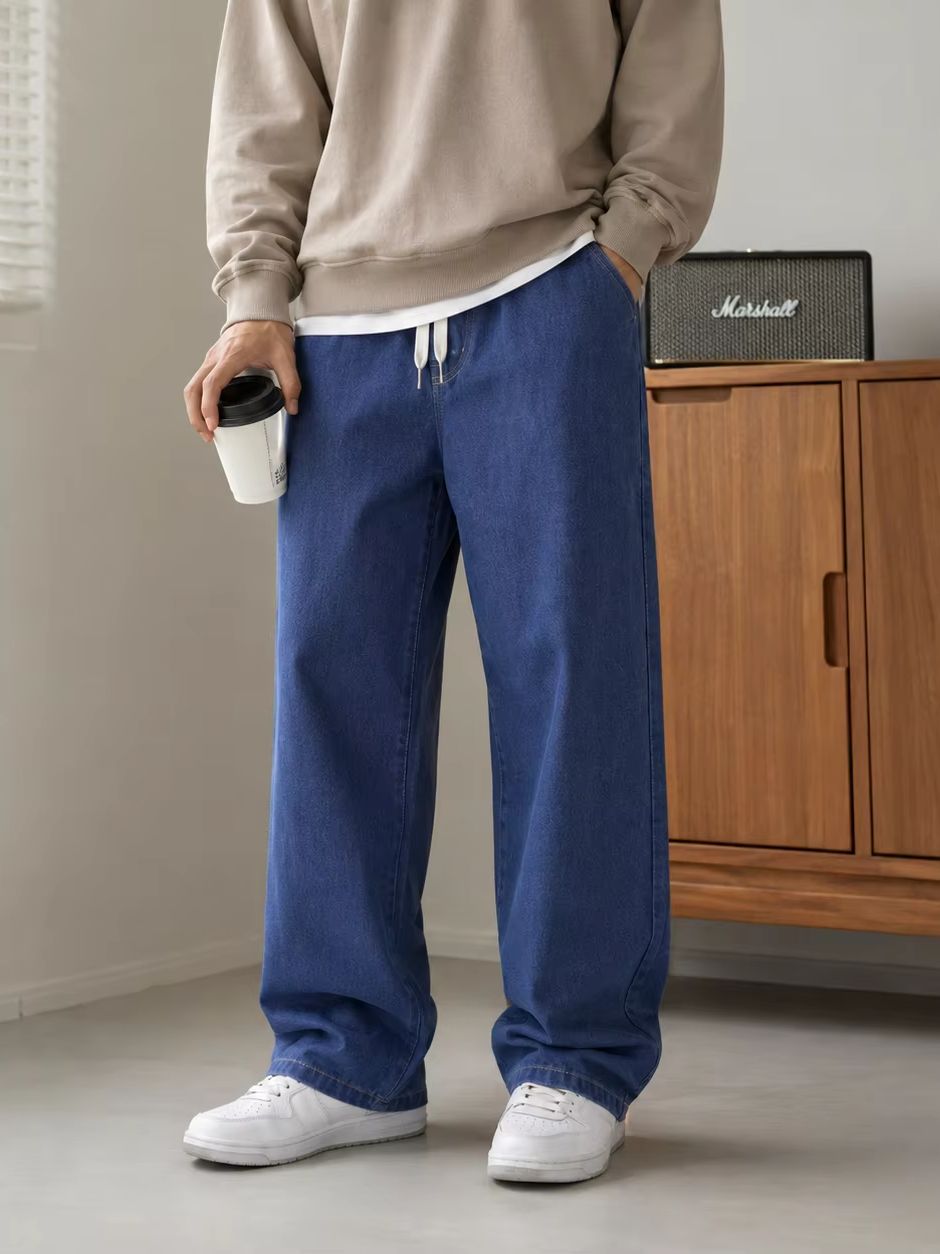 Męskie luźne jeansy o prostym  – Men'S Fashion Grey Jeans recenzja i cena