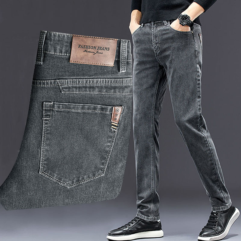 Męskie dopasowane dżinsy 2024  – Men'S Fashion Grey Jeans recenzja i cena