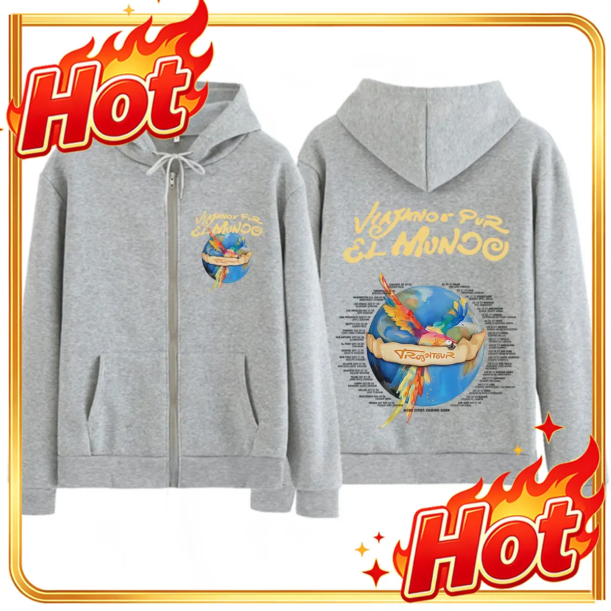 Karol G Viajando Por El Mundo  – Mens Fashion Zip Up Hoodies recenzja i cena